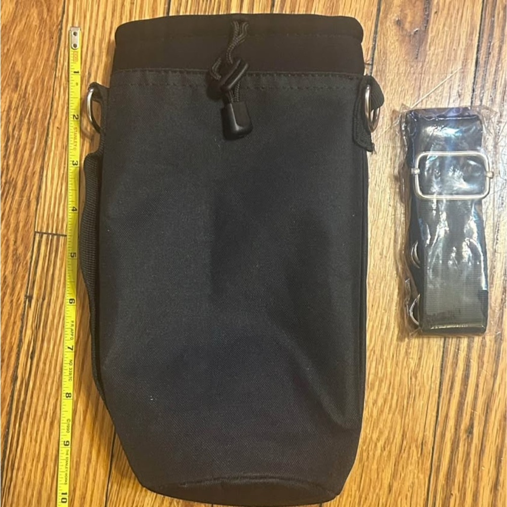 Black Insulated Bottle Holder with Strap